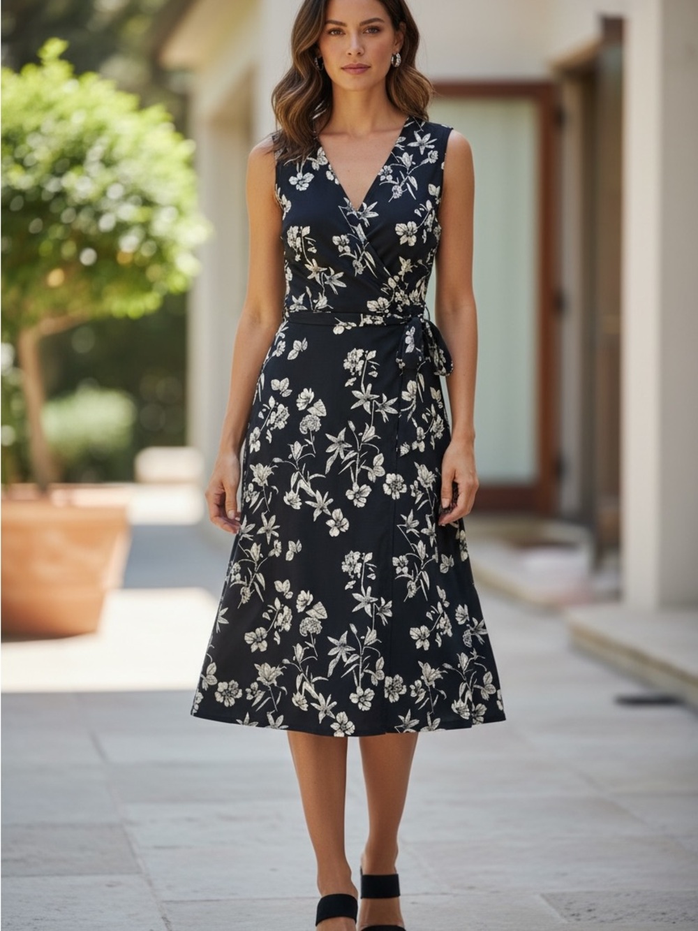41 Hawthorn Navy Floral Wrap Midi Dress